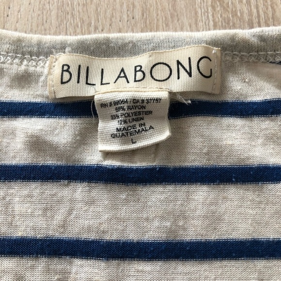 Billabong Dolman Sleeve Striped T Shirt in Blue & White Size L - Picture 10 of 13